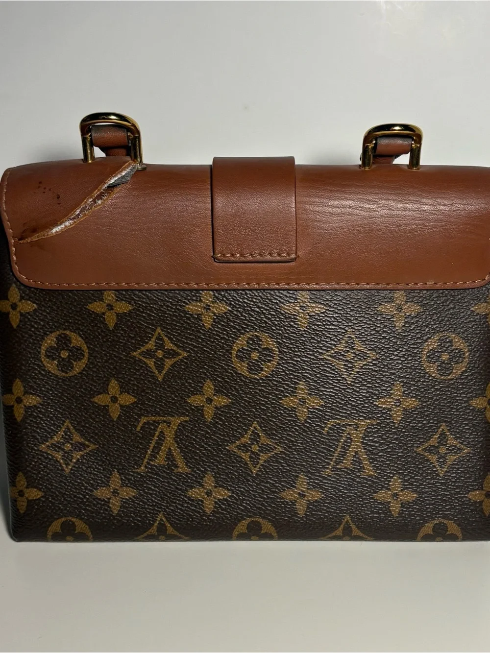 AUTHENTIC Louis Vuitton Brown Monogram Locky BB & Tan Top-Handle Satchel